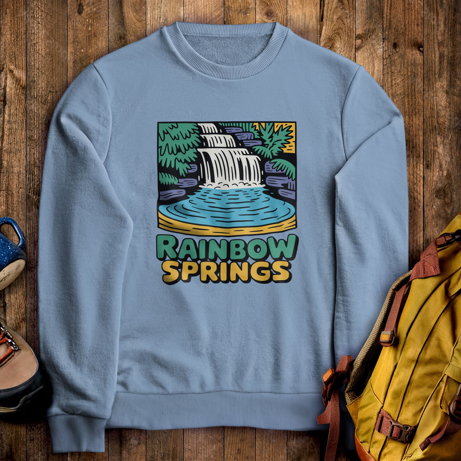 Rainbow Springs State Park Crewneck Sweatshirt Stone Blue Adventure and Outdoors Themed Sweatshirt