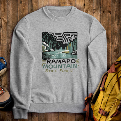 Ramapo Mountain State Forest Crewneck Sweatshirt Sport Grey Adventure and Outdoors Themed Sweatshirt
