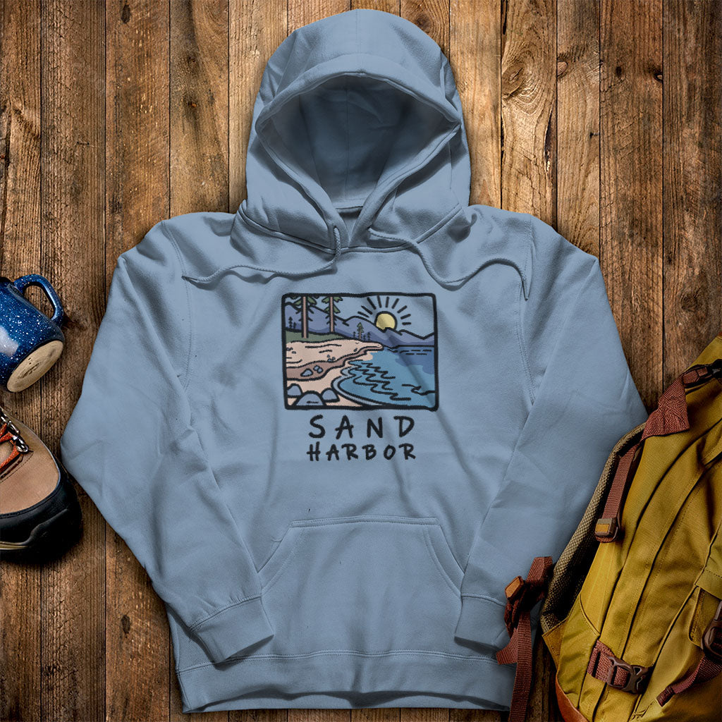 Sand Harbor Hoodie Stone Blue Adventure and Outdoors Themed Hoodie