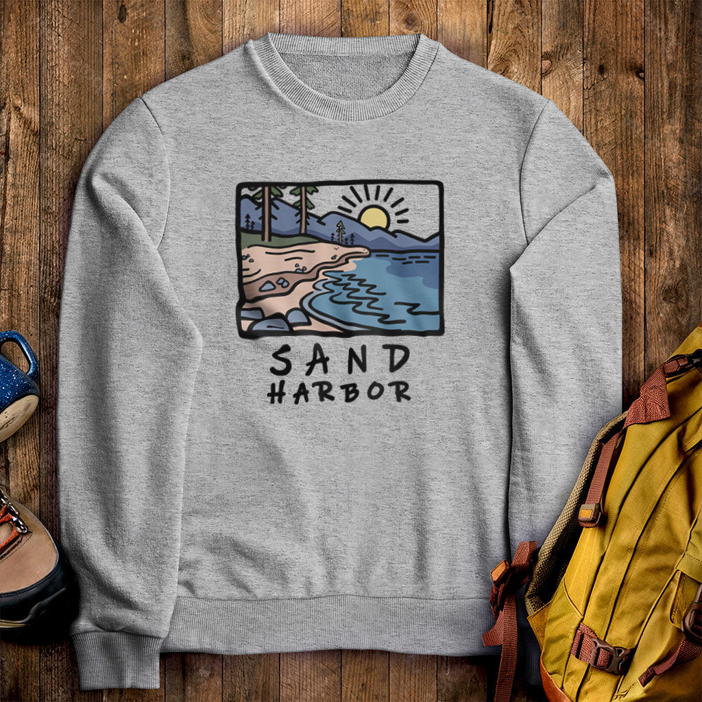 Sand Harbor Crewneck Sweatshirt Sport Grey Adventure and Outdoors Themed Sweatshirt