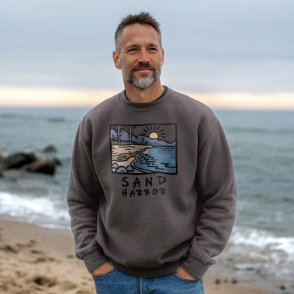 Sand Harbor Crewneck Sweatshirt Adventure and Outdoors Themed Sweatshirt