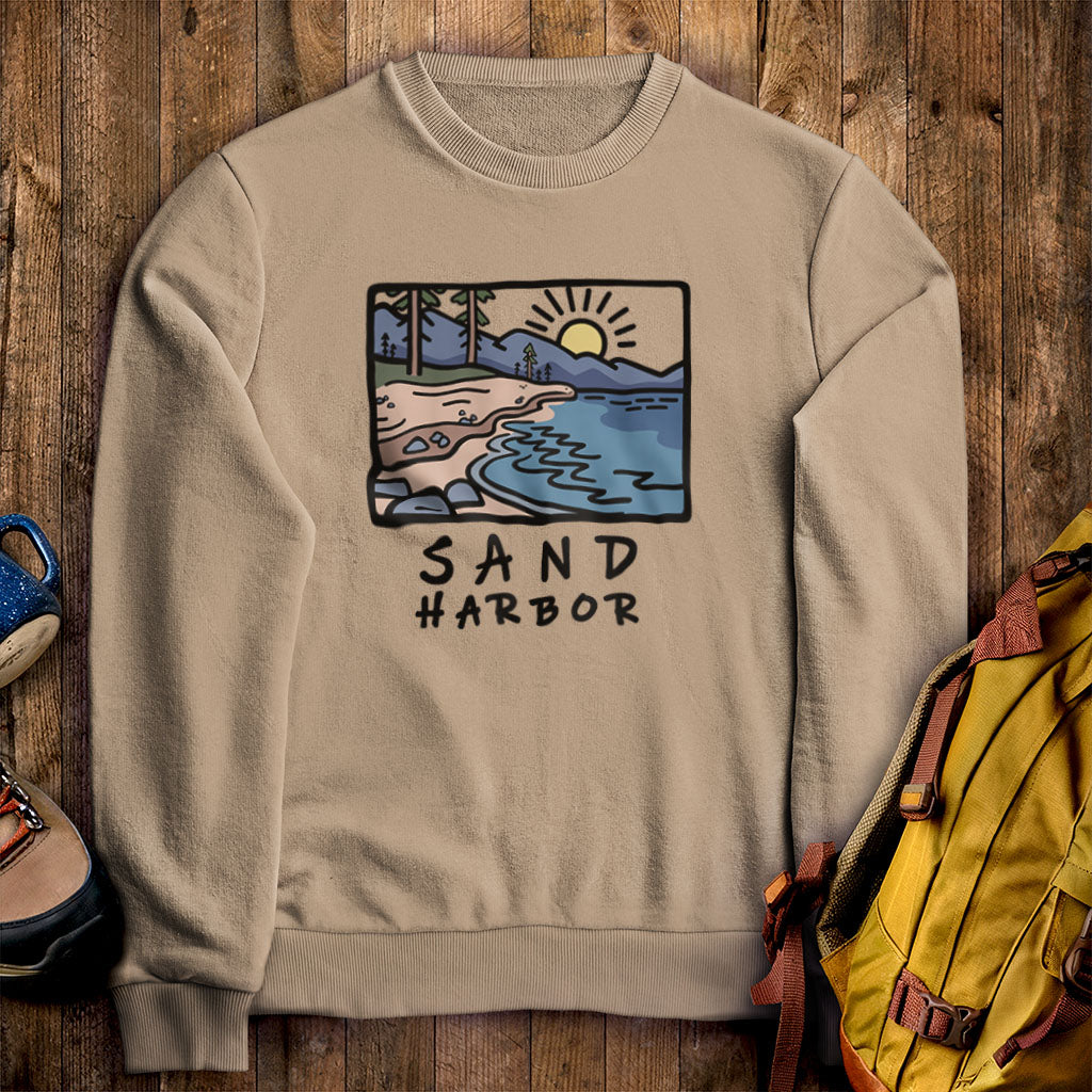 Sand Harbor Crewneck Sweatshirt Sand Adventure and Outdoors Themed Sweatshirt
