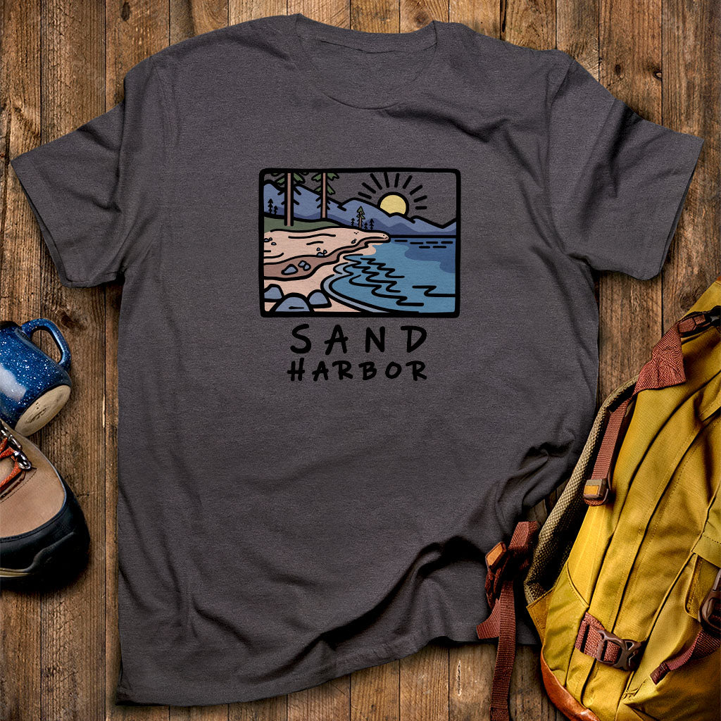 Sand Harbor T-Shirt Dark Heather Adventure and Outdoors Themed T-Shirt