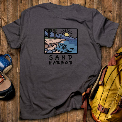 Sand Harbor T-Shirt Dark Heather Adventure and Outdoors Themed T-Shirt