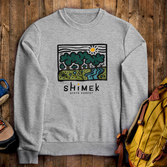 Shimek State Forest Crewneck Sweatshirt Sport Grey Adventure and Outdoors Themed Sweatshirt