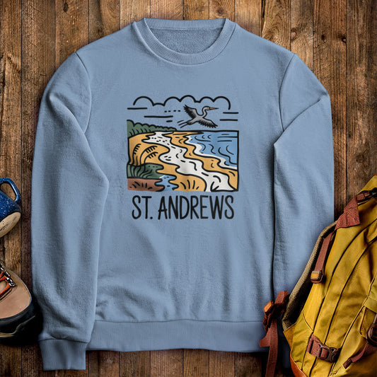 St. Andrews State Park Crewneck Sweatshirt Stone Blue Adventure and Outdoors Themed Sweatshirt