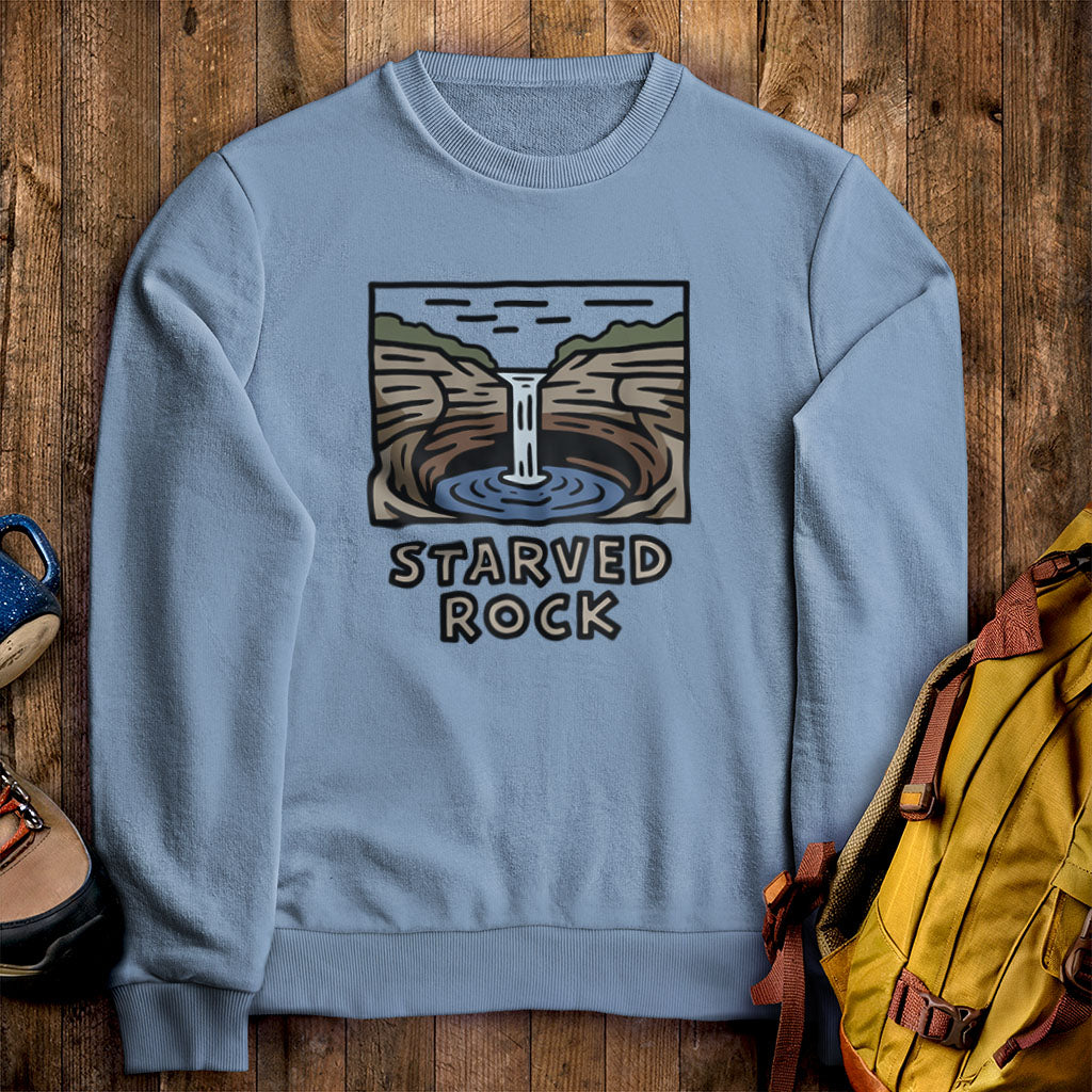 Starved Rock State Park Crewneck Sweatshirt Stone Blue Adventure and Outdoors Themed Sweatshirt