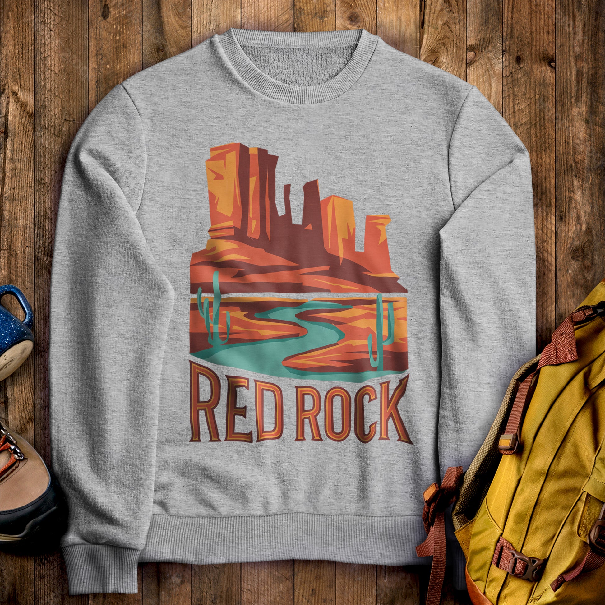 Red Rock State Park Crewneck Sweatshirt Sport Grey Adventure and Outdoors Themed Sweatshirt