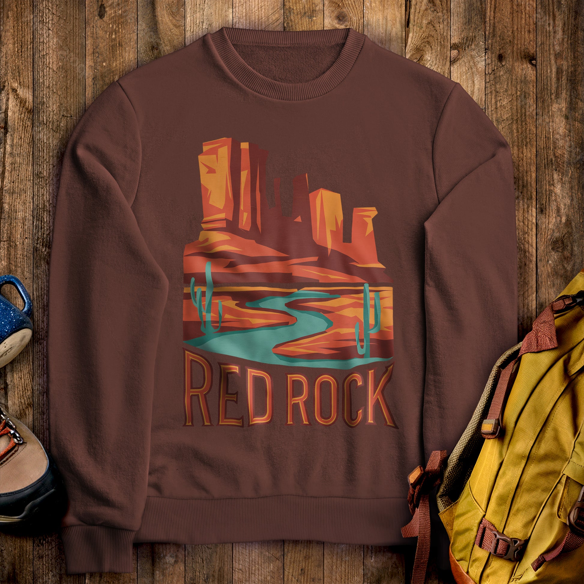 Red Rock State Park Crewneck Sweatshirt Cocoa Adventure and Outdoors Themed Sweatshirt