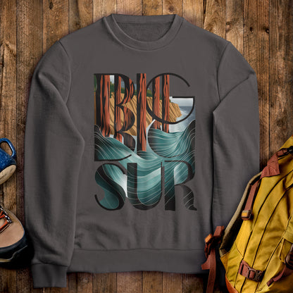 Big Sur State Park Crewneck Sweatshirt Charcoal Adventure and Outdoors Themed Sweatshirt