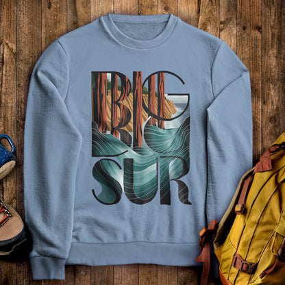 Big Sur State Park Crewneck Sweatshirt Stone Blue Adventure and Outdoors Themed Sweatshirt