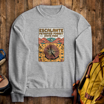 Escalante Petrified Forest State Park Crewneck Sweatshirt Sport Grey Adventure and Outdoors Themed Sweatshirt