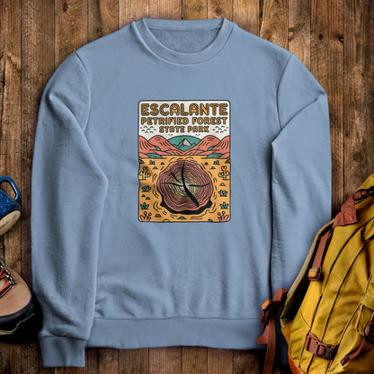 Escalante Petrified Forest State Park Crewneck Sweatshirt Stone Blue Adventure and Outdoors Themed Sweatshirt