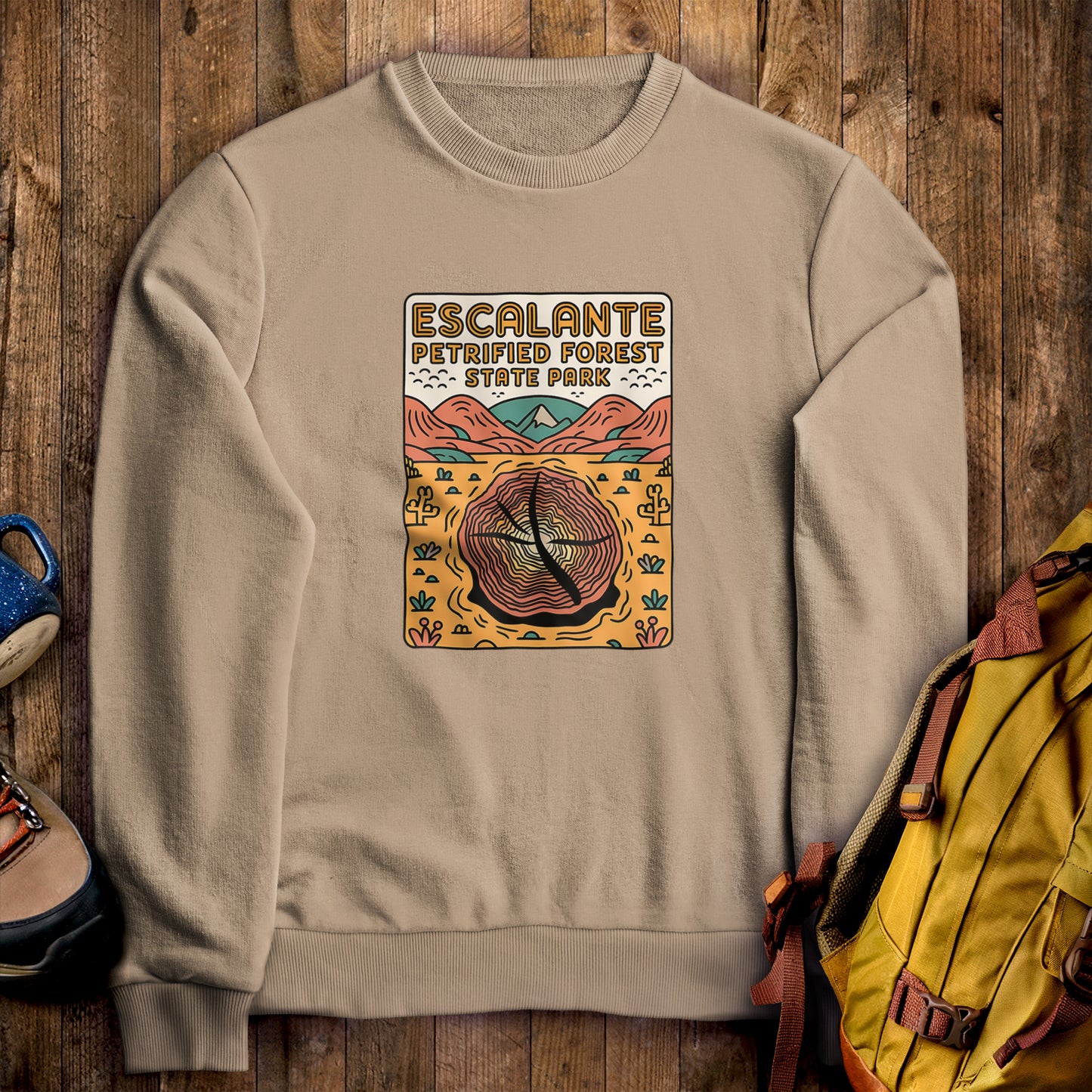 Escalante Petrified Forest State Park Crewneck Sweatshirt Sand Adventure and Outdoors Themed Sweatshirt