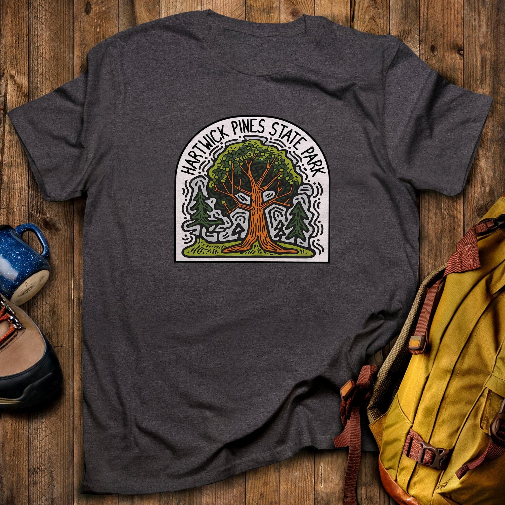 Hartwick Pines State Park T-Shirt Dark Heather Adventure and Outdoors Themed T-Shirt