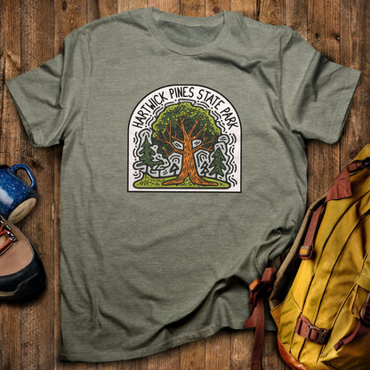 Hartwick Pines State Park T-Shirt Heather Military Green Adventure and Outdoors Themed T-Shirt