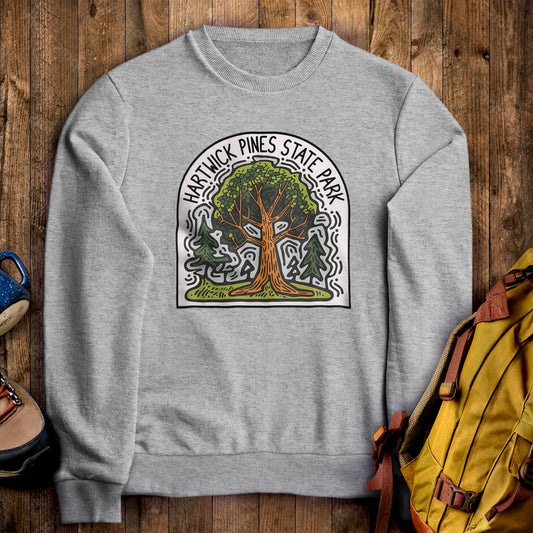 Hartwick Pines State Park Crewneck Sweatshirt Sport Grey Adventure and Outdoors Themed Sweatshirt