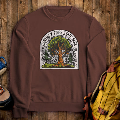 Hartwick Pines State Park Crewneck Sweatshirt Cocoa Adventure and Outdoors Themed Sweatshirt