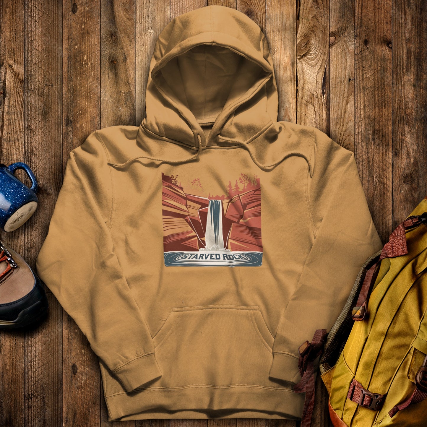 Starved Rock State Park Hoodie Mustard Adventure and Outdoors Themed Hoodie