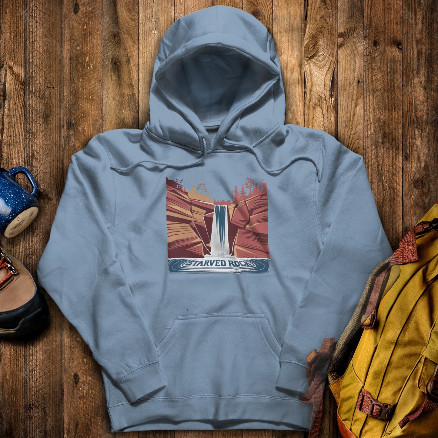 Starved Rock State Park Hoodie Stone Blue Adventure and Outdoors Themed Hoodie