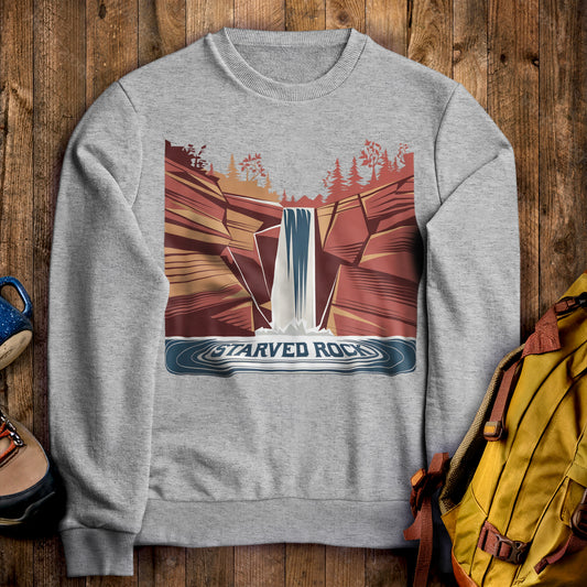 Starved Rock State Park Crewneck Sweatshirt Sport Grey Adventure and Outdoors Themed Sweatshirt