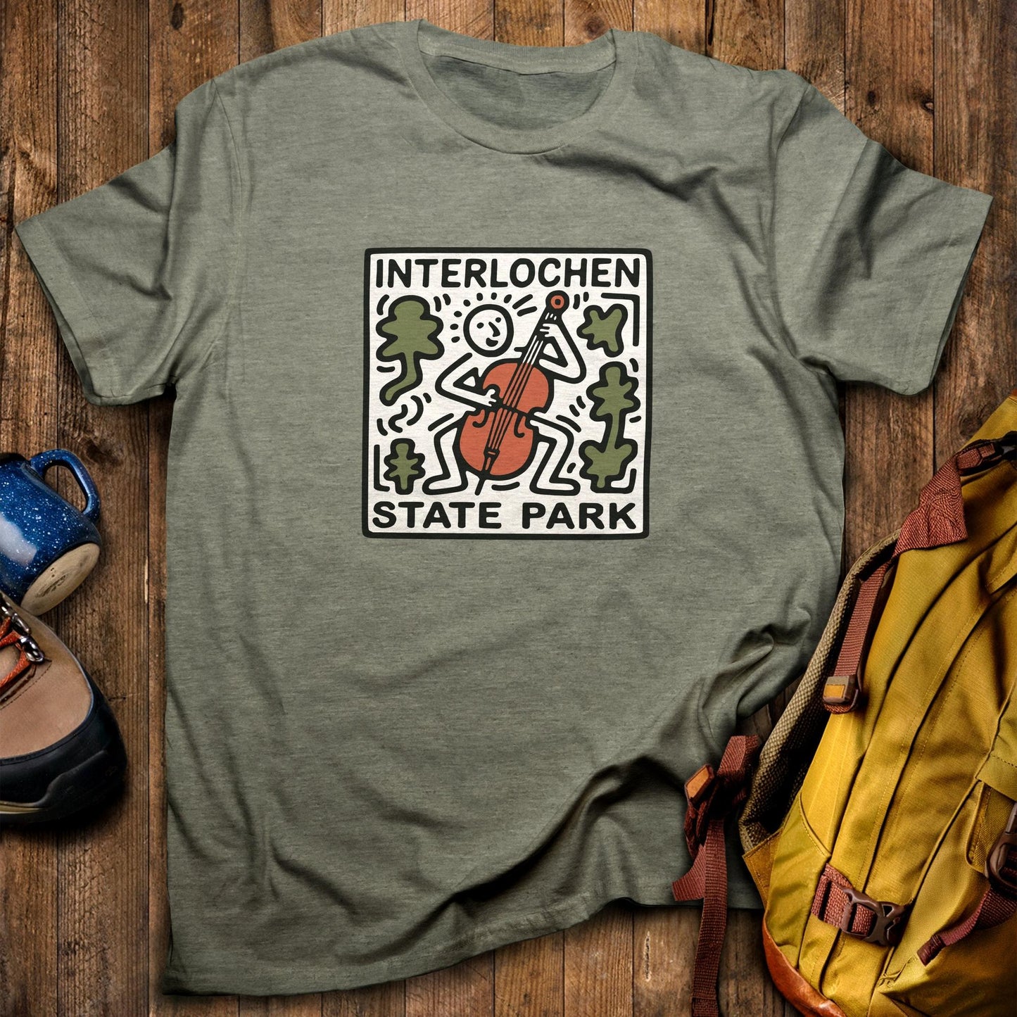Interlochen State Park T-Shirt Heather Military Green Adventure and Outdoors Themed T-Shirt