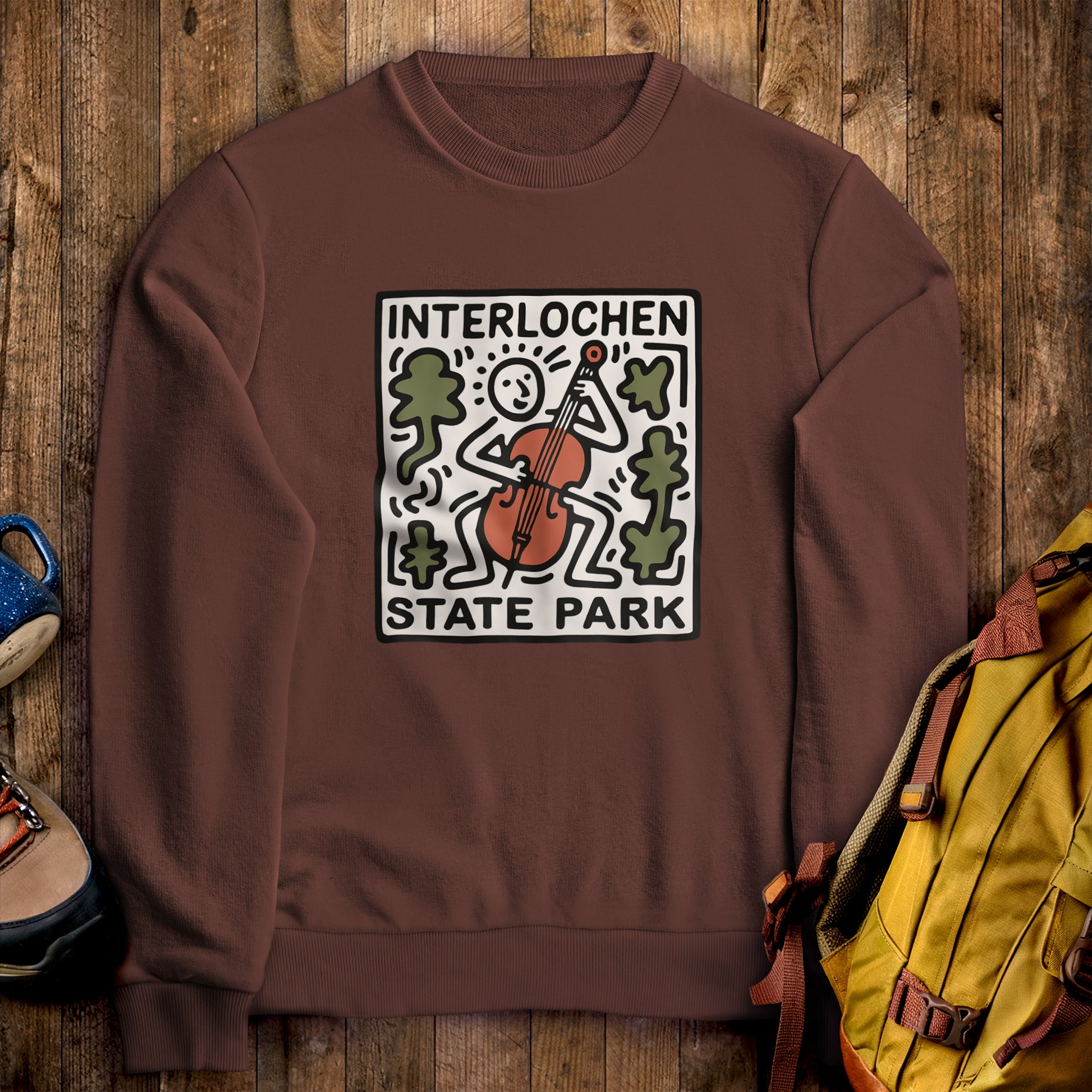 Interlochen State Park Crewneck Sweatshirt Cocoa Adventure and Outdoors Themed Sweatshirt