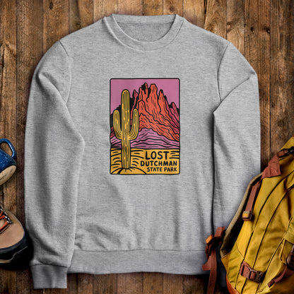 Lost Dutchman State Park Crewneck Sweatshirt Sport Grey Adventure and Outdoors Themed Sweatshirt