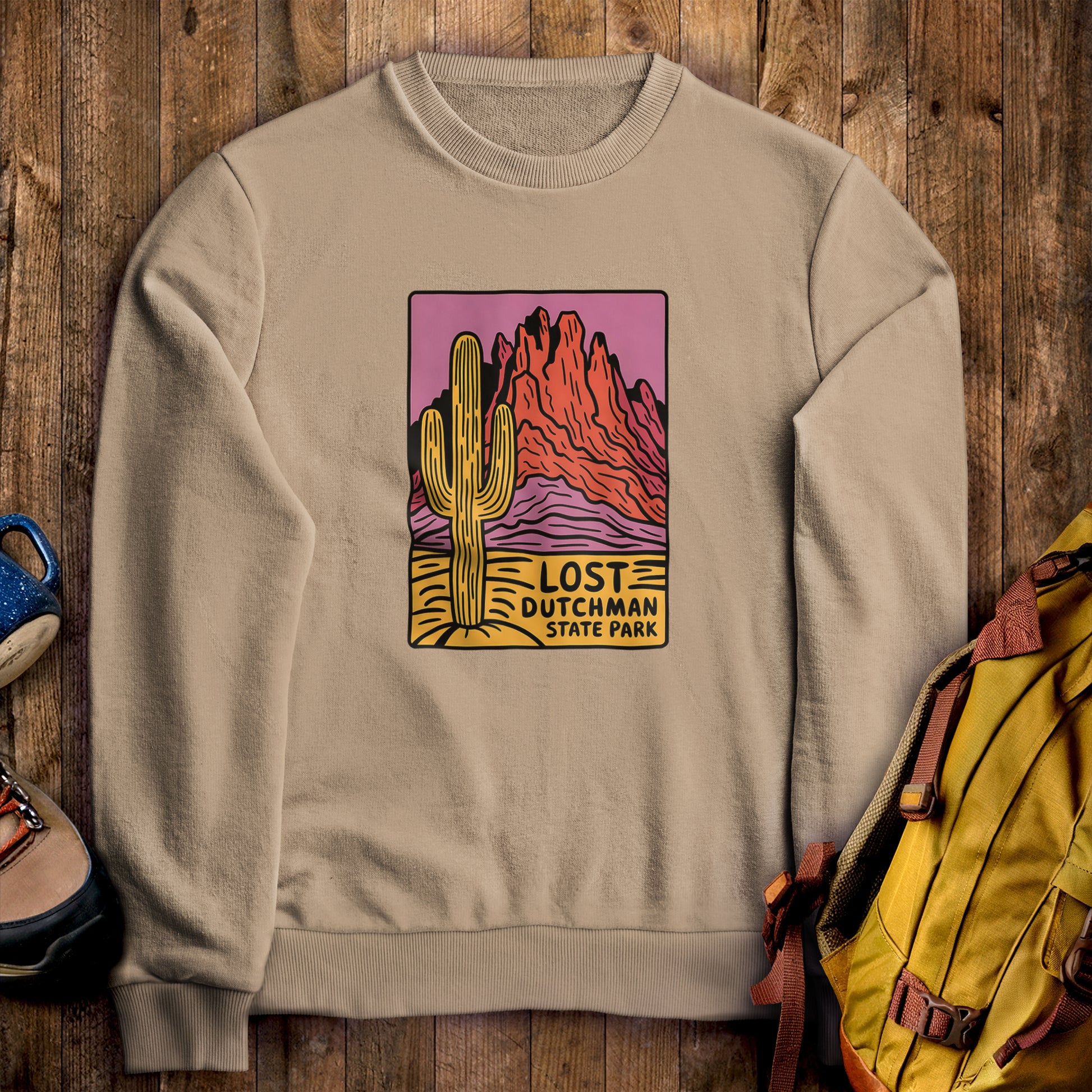 Lost Dutchman State Park Crewneck Sweatshirt Sand Adventure and Outdoors Themed Sweatshirt