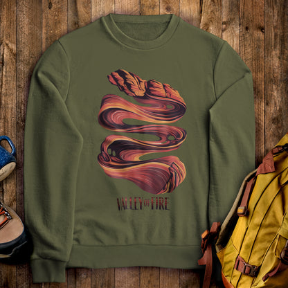 Valley of Fire State Park Crewneck Sweatshirt Military Green Adventure and Outdoors Themed Sweatshirt
