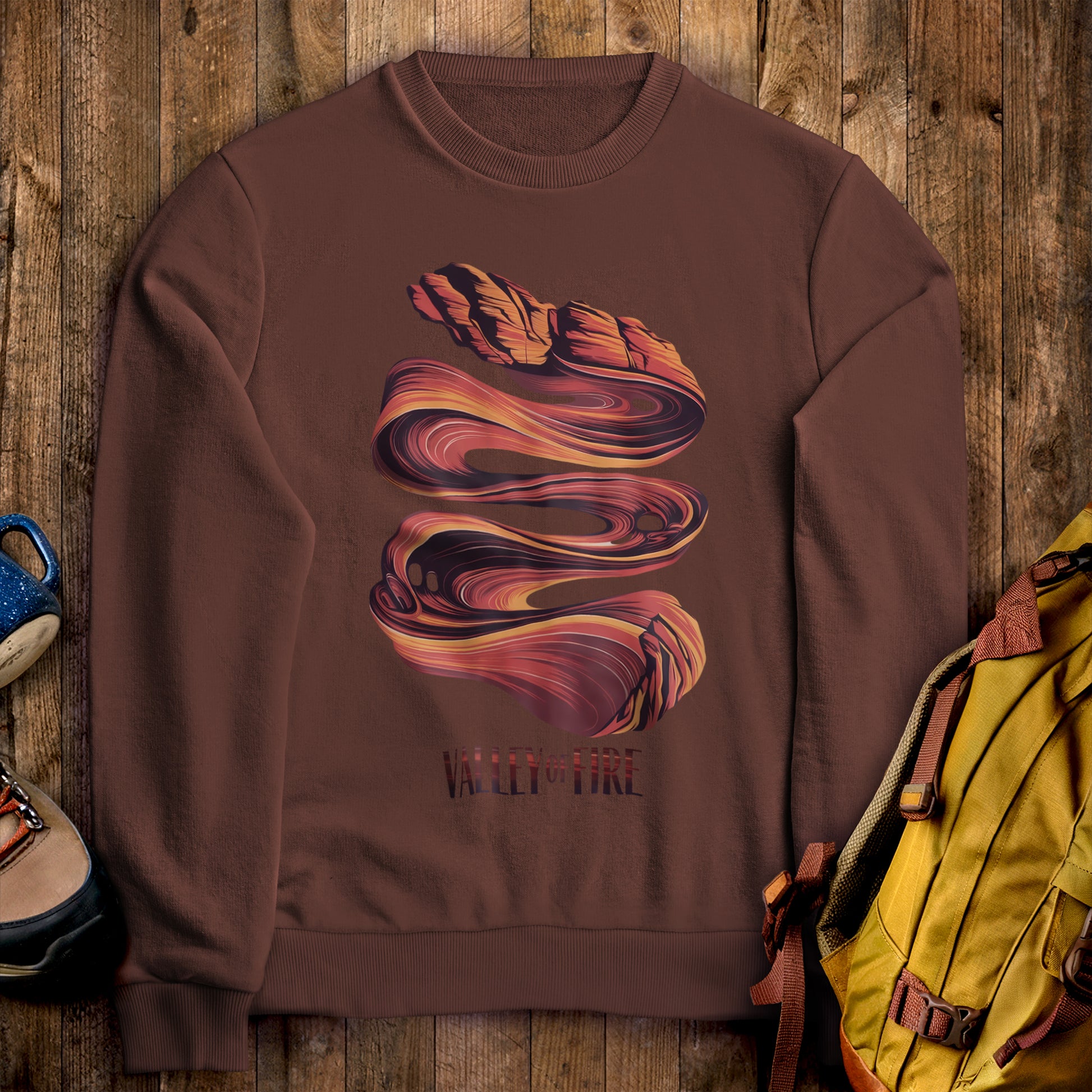 Valley of Fire State Park Crewneck Sweatshirt Cocoa Adventure and Outdoors Themed Sweatshirt