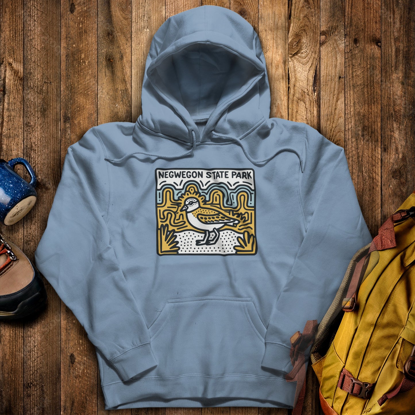 Negwegon State Park Hoodie Stone Blue Adventure and Outdoors Themed Hoodie