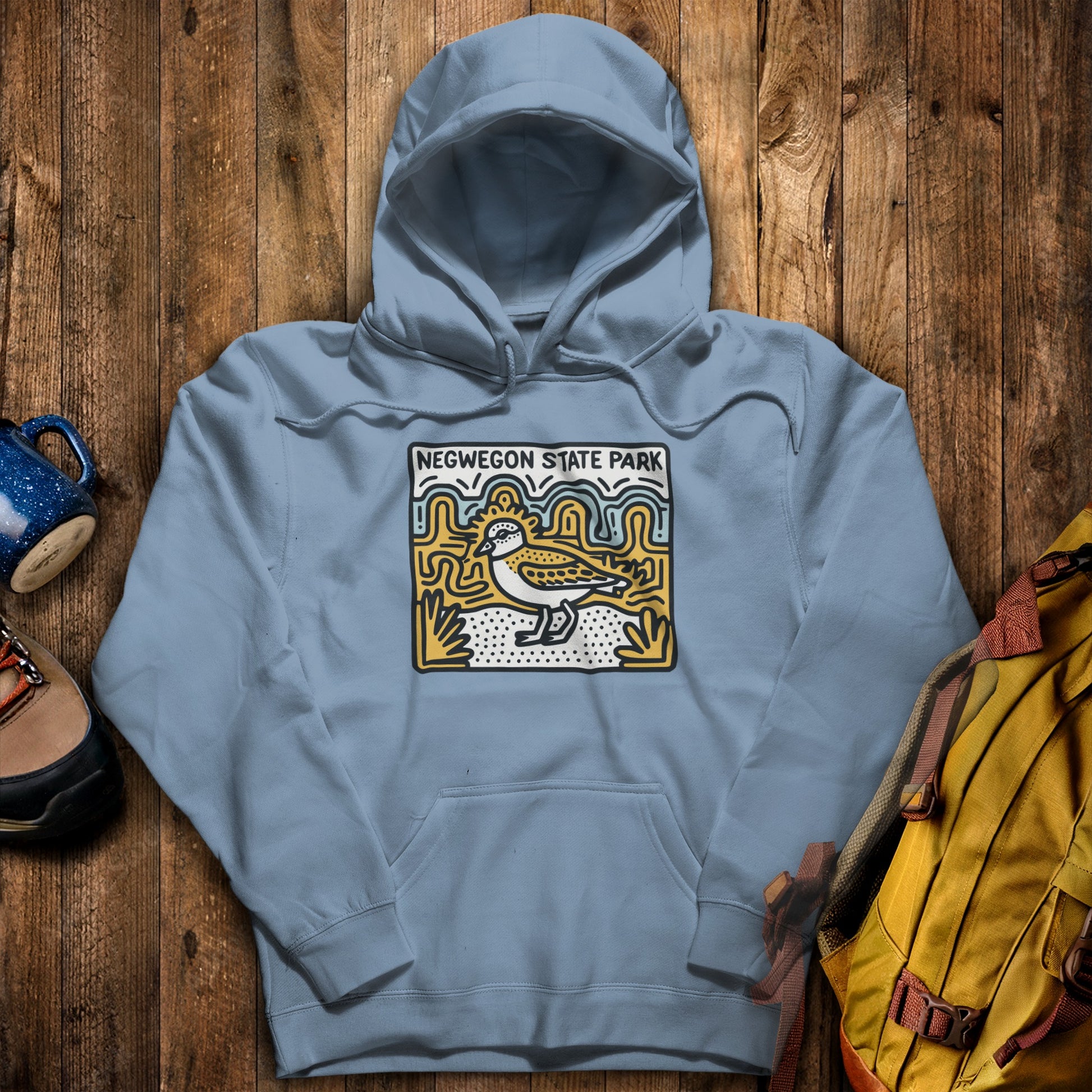 Negwegon State Park Hoodie Stone Blue Adventure and Outdoors Themed Hoodie