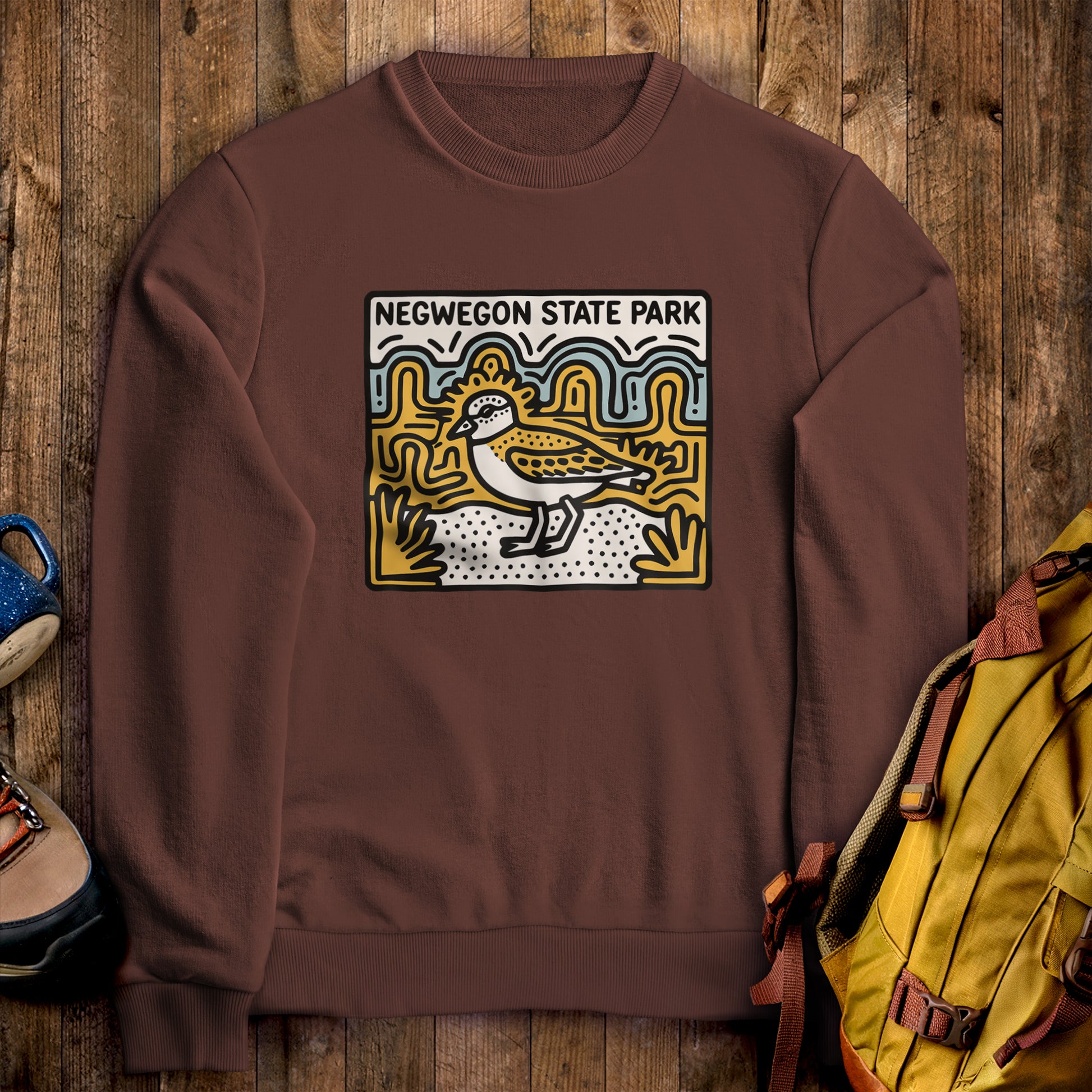 Negwegon State Park Crewneck Sweatshirt Cocoa Adventure and Outdoors Themed Sweatshirt