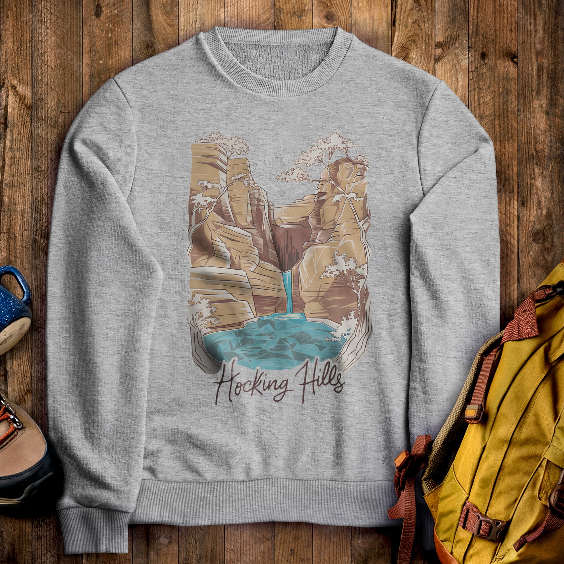 Hocking Hills State Park Crewneck Sweatshirt Sport Grey Adventure and Outdoors Themed Sweatshirt