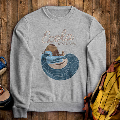 Ecola State Park Crewneck Sweatshirt Sport Grey Adventure and Outdoors Themed Sweatshirt