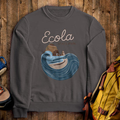 Ecola State Park Crewneck Sweatshirt Charcoal Adventure and Outdoors Themed Sweatshirt