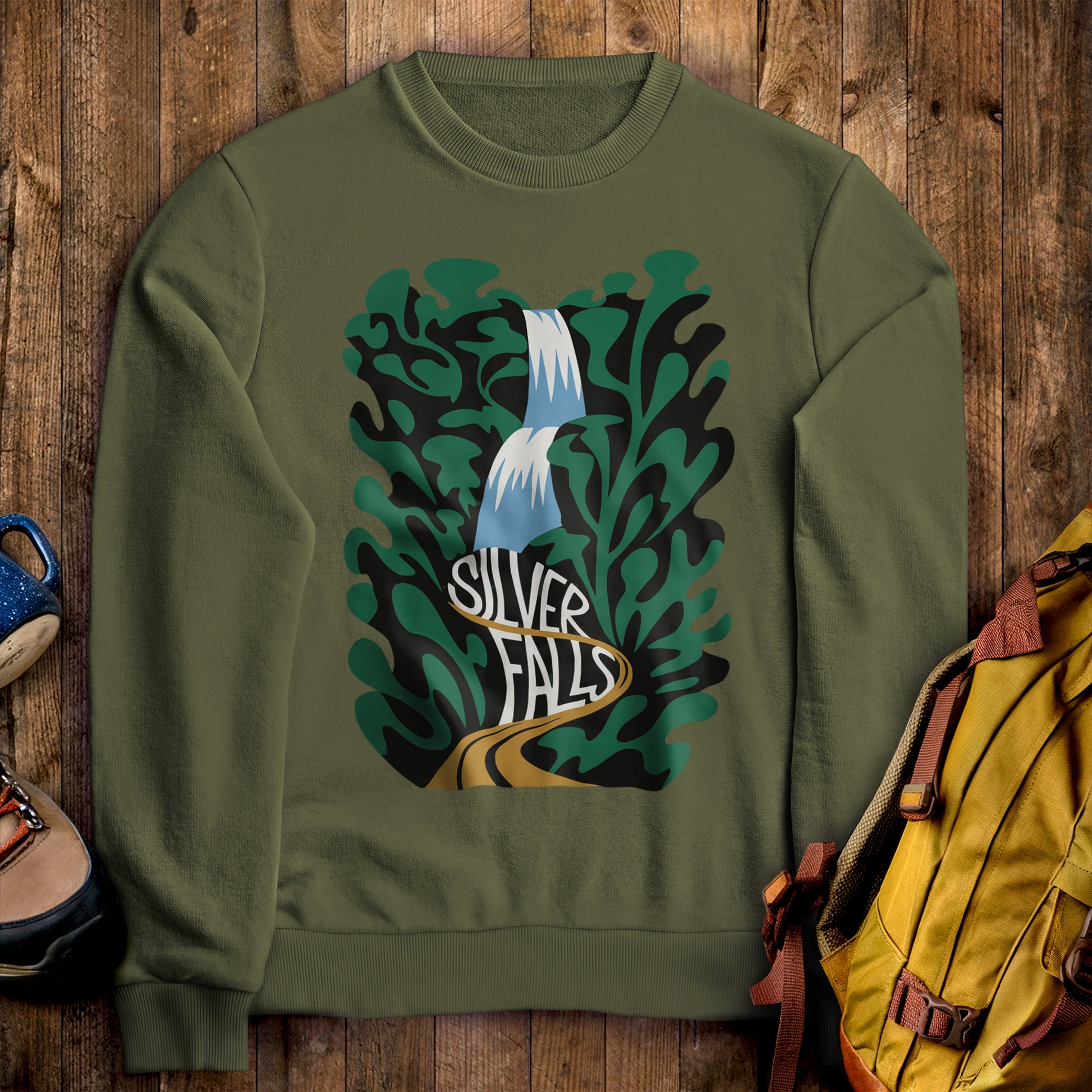 Silver Lake State Park Crewneck Sweatshirt Military Green Adventure and Outdoors Themed Sweatshirt