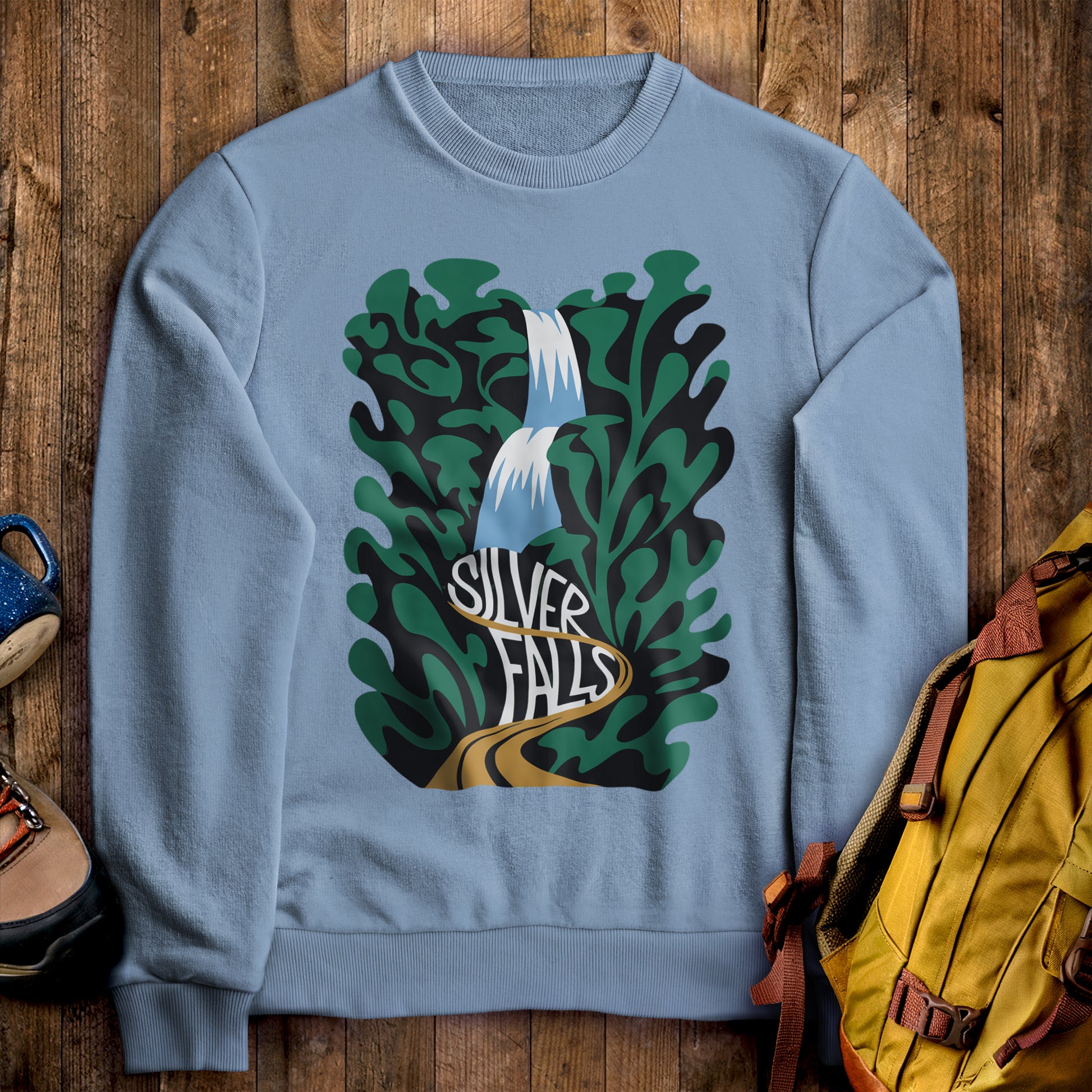 Silver Lake State Park Crewneck Sweatshirt Stone Blue Adventure and Outdoors Themed Sweatshirt