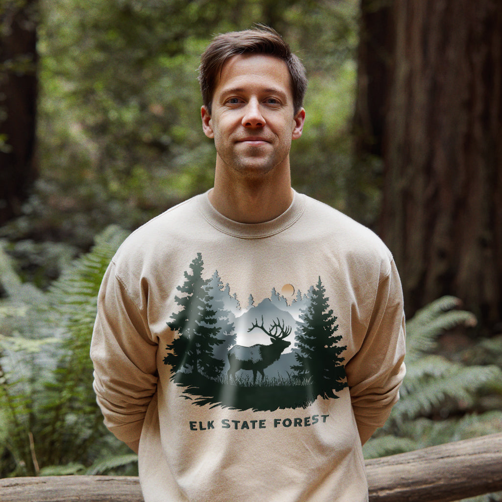 Elk State Forest Crewneck Sweatshirt Adventure and Outdoors Themed Sweatshirt