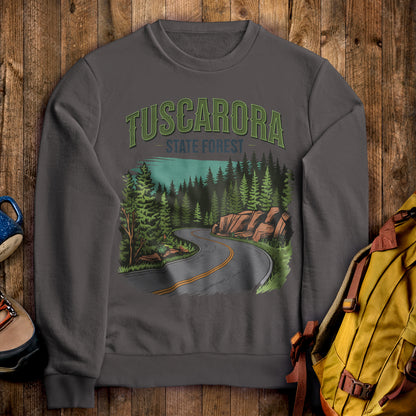 Tuscarora State Forest Crewneck Sweatshirt Charcoal Adventure and Outdoors Themed Sweatshirt