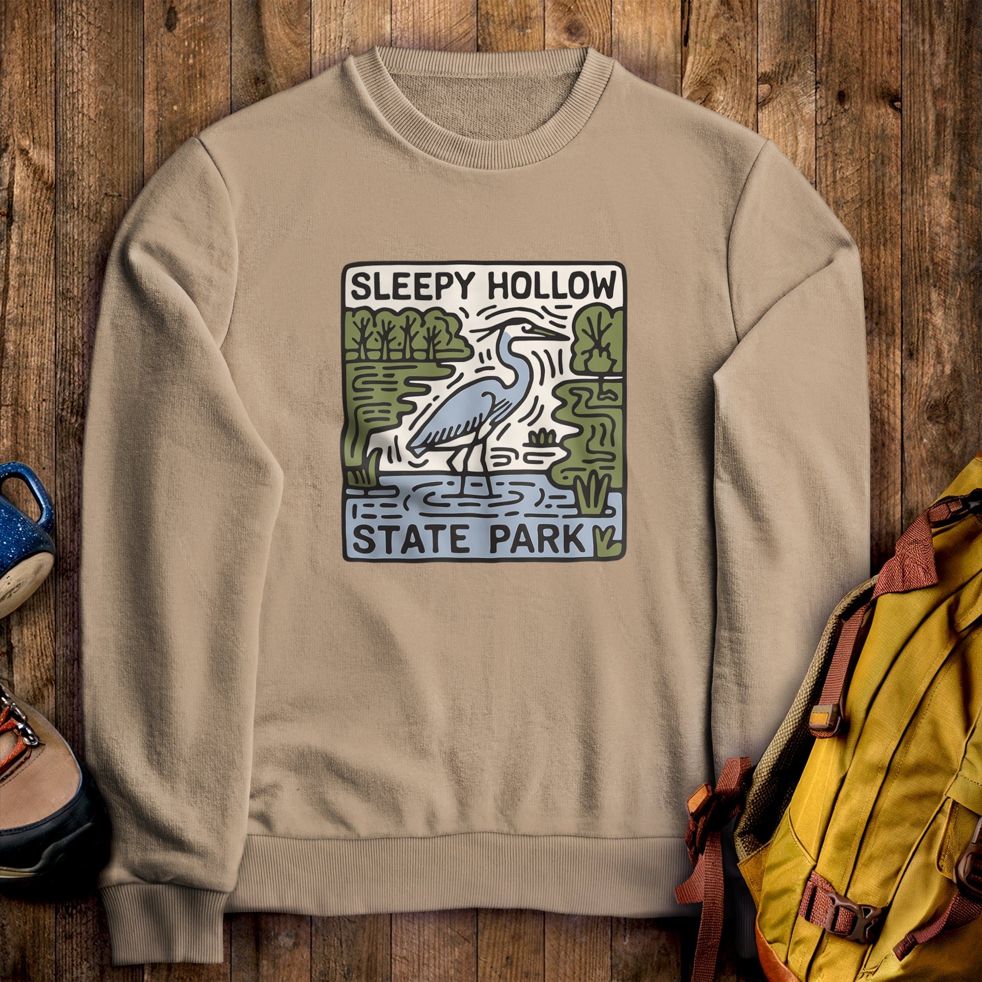 Sleepy Hollow State Park Crewneck Sweatshirt Sand Adventure and Outdoors Themed Sweatshirt