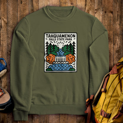 Tahquamenon Falls State Park Crewneck Sweatshirt Military Green Adventure and Outdoors Themed Sweatshirt
