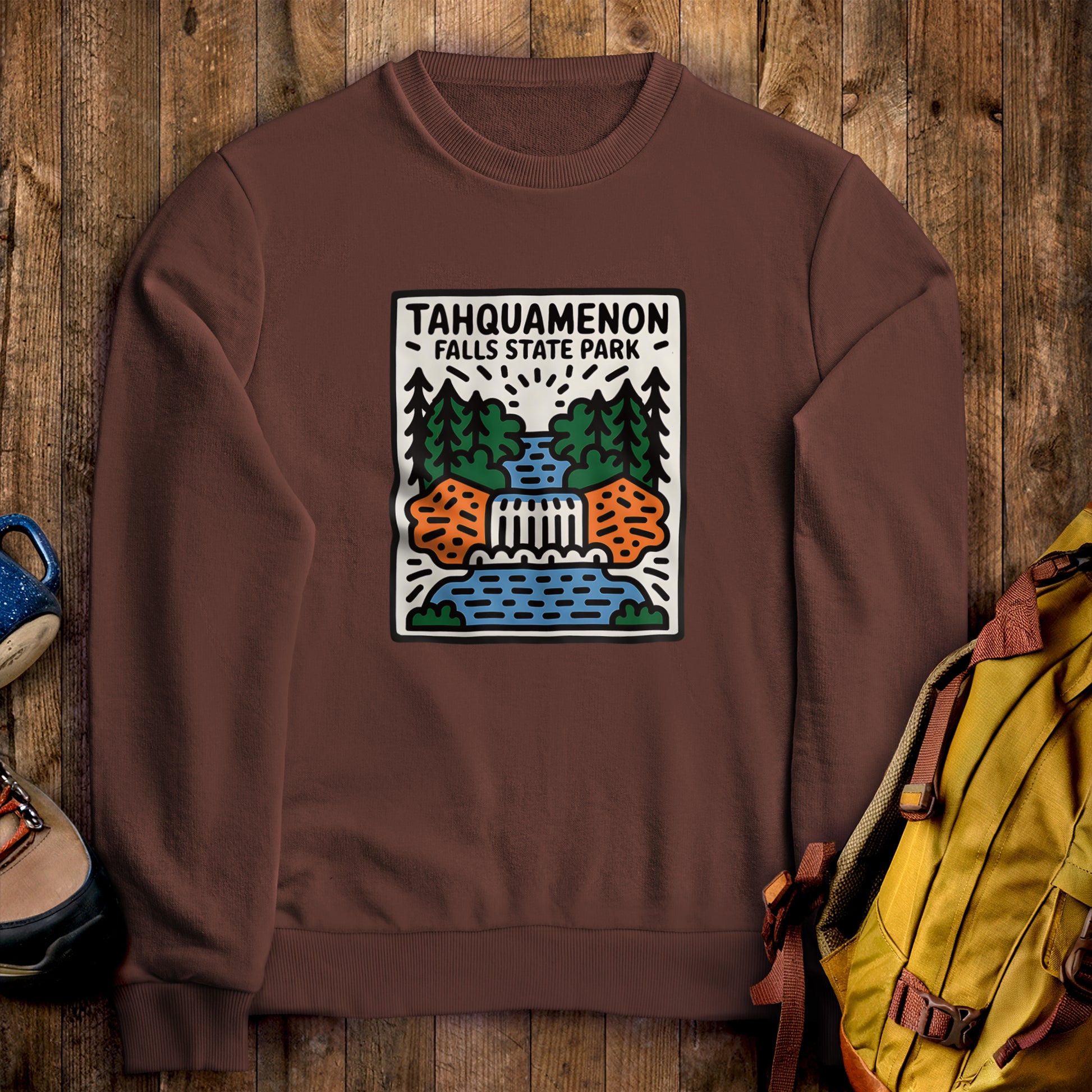 Tahquamenon Falls State Park Crewneck Sweatshirt Cocoa Adventure and Outdoors Themed Sweatshirt