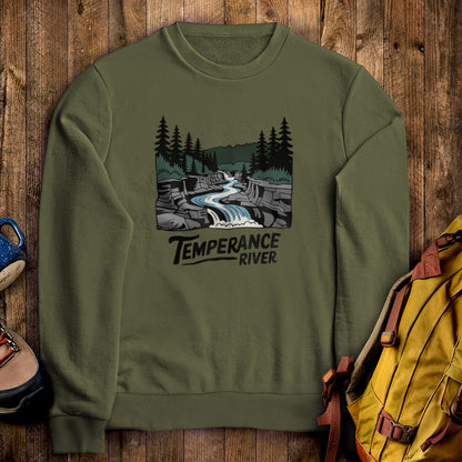 Temperance River State Park Crewneck Sweatshirt Military Green Adventure and Outdoors Themed Sweatshirt