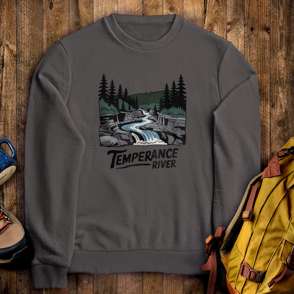 Temperance River State Park Crewneck Sweatshirt Charcoal Adventure and Outdoors Themed Sweatshirt