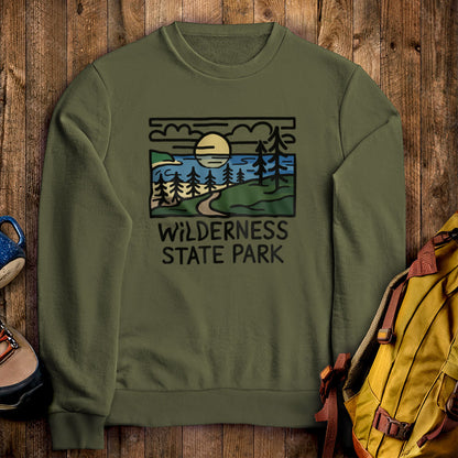 Wilderness State Park Crewneck Sweatshirt Military Green Adventure and Outdoors Themed Sweatshirt