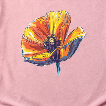 Painted Big Poppy Cotton T-Shirt