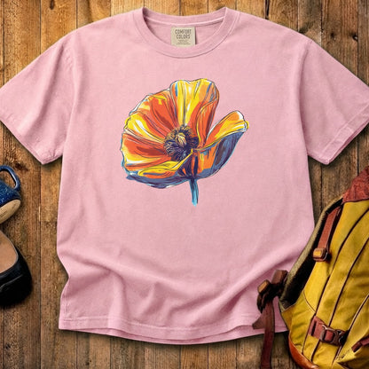Painted Big Poppy Cotton T-Shirt