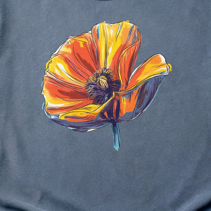 Painted Big Poppy Cotton T-Shirt